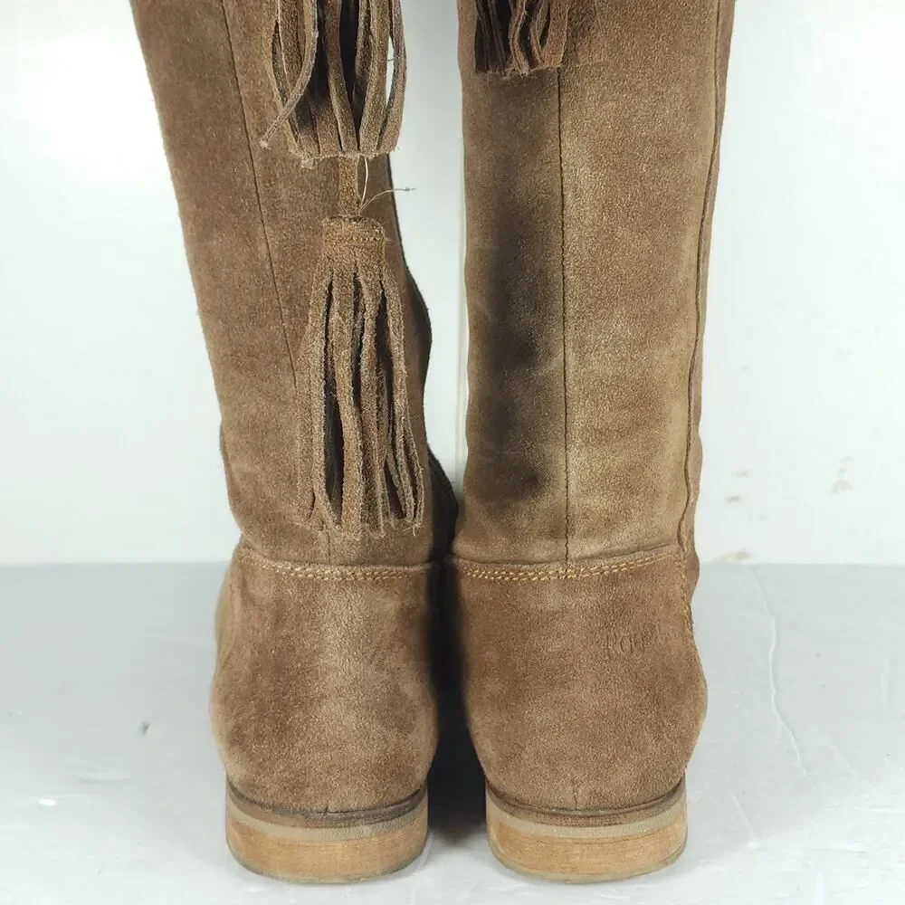 Rag & Co Women’s US 8,5? Brown Suede Side Zip Lace Over The Knee Riding Boots